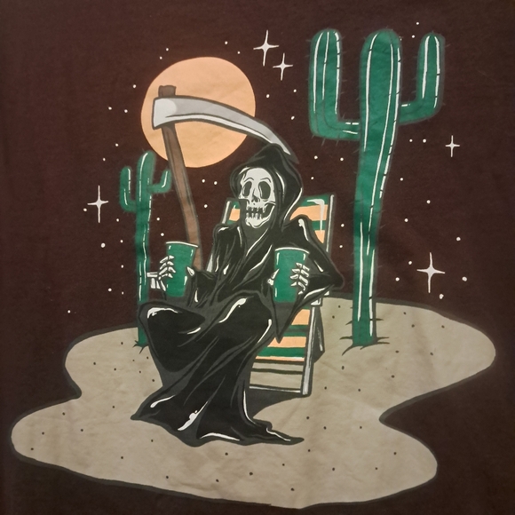 Taco Tuesday Brown Grim Reaper Graphic Tee - Picture 5 of 5